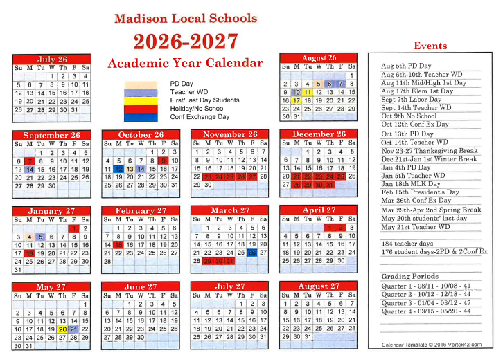 2026-2027 School Calendar
